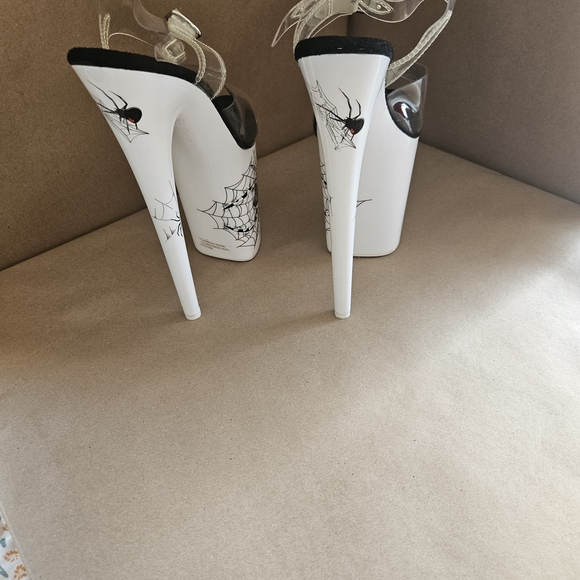 Pleaser Black and White Spider Web Heels - Picture 3 of 7